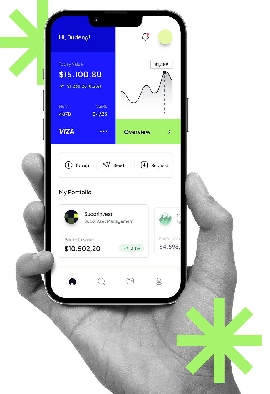 Blockchain mobile wallet visual